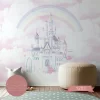 Painel de Parede Personalizado com Castelos para Quarto Infantil de Menina