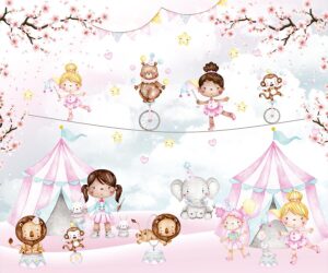 Painel de Parede Personalizado com tema Circo para QUarto Infantil de Menina