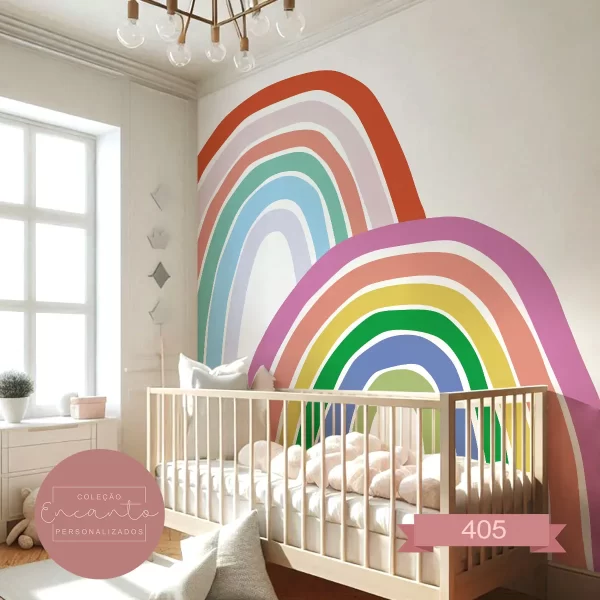 Painel de Parede Infantil Personalizado Arco Íris Colorido