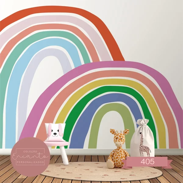 Painel de Parede Infantil Personalizado Arco Íris Colorido