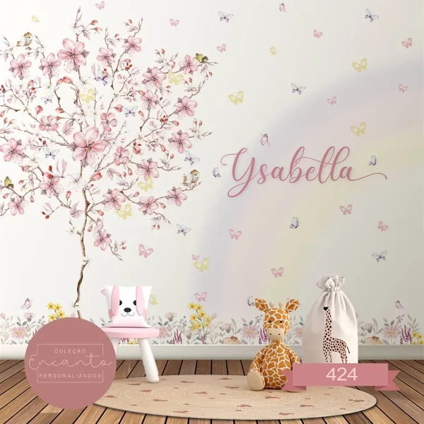 Painel de Parede Personalizado com Arco Iris para quarto infantil feminino