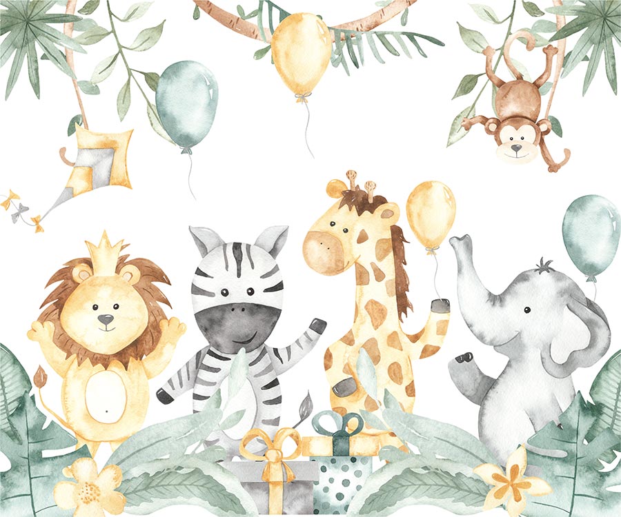 4445-projeto Painel de Parede Personalizado Tema Safari Baby para Quarto Infantil / Bebê