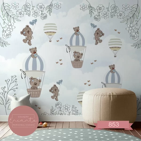 Painel de Parede Personalizado com Balões para Quarto Infantil de Menino