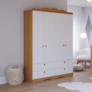 Roupeiro Encanto Com Excelente Espaço Interno e 4 Gavetas Espaçosas